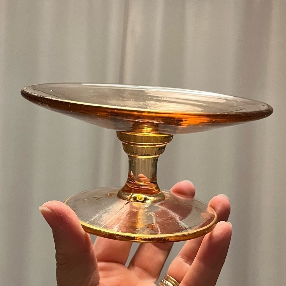 Vintage Pink Depression Glass Candle Holder Base Dessert Stand - Picture 9 of 16